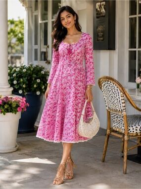 Pink Floral Anouk Anarkali Kurta